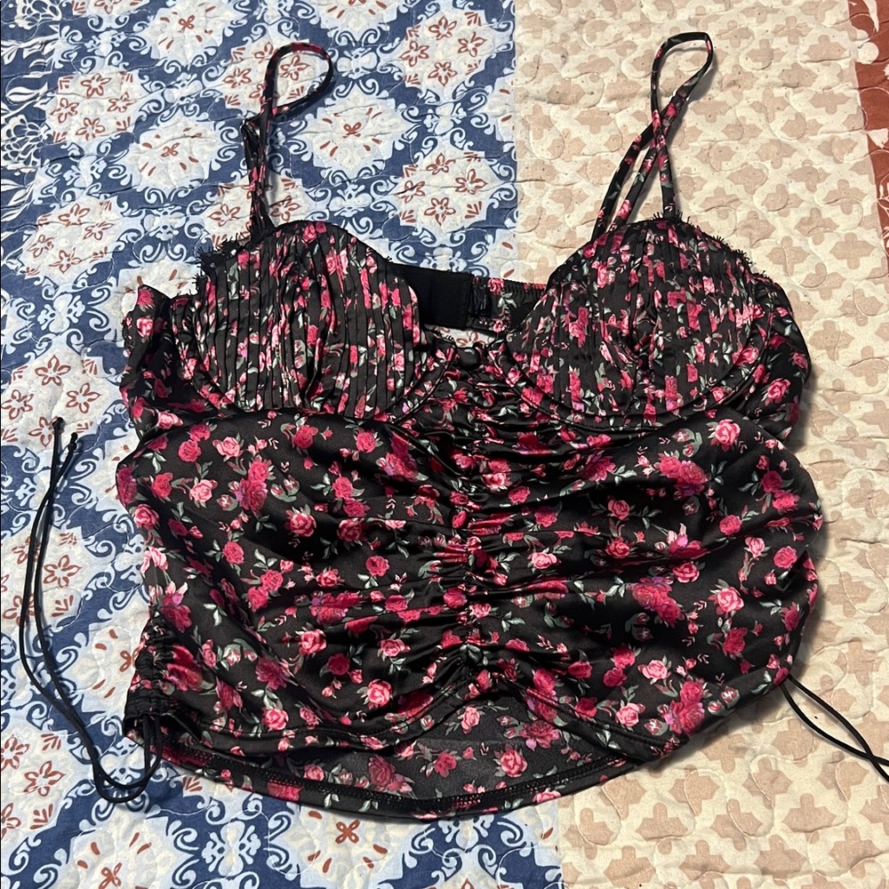 Floral Ruched Camisole Top